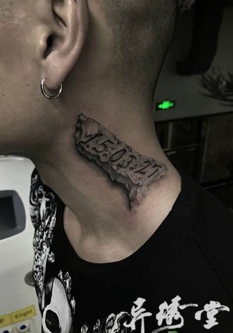 石雕 孩子生日纹身图片_成品手稿颈部欧美肖像国画写实清新贴纸几何纹身图案