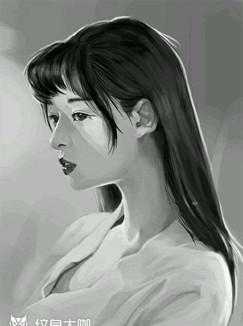 素描女练习纹身图片
