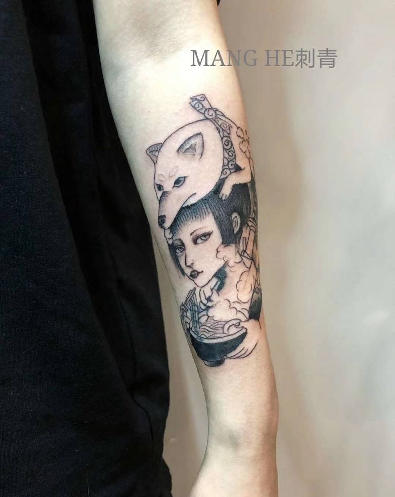 遮盖纹身图片_手臂水墨纹身图案