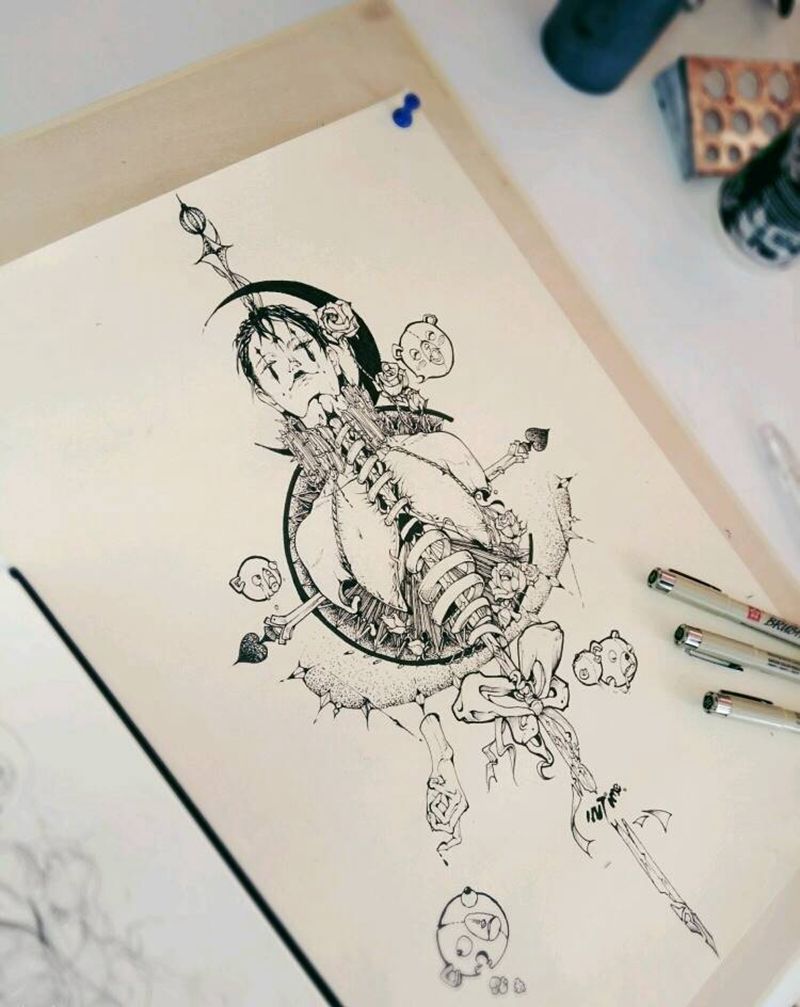 小丑礼物纹身图片