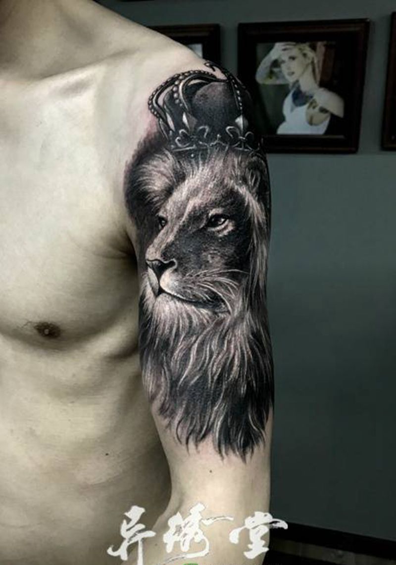 雄狮纹身图片_几何鬼神情侣字符植物宗教贴纸人物图腾静物纹身图案