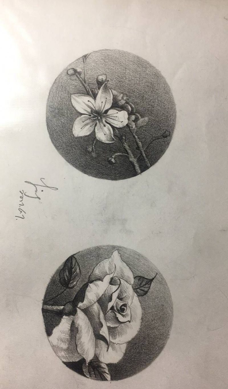 花手稿纹身图片