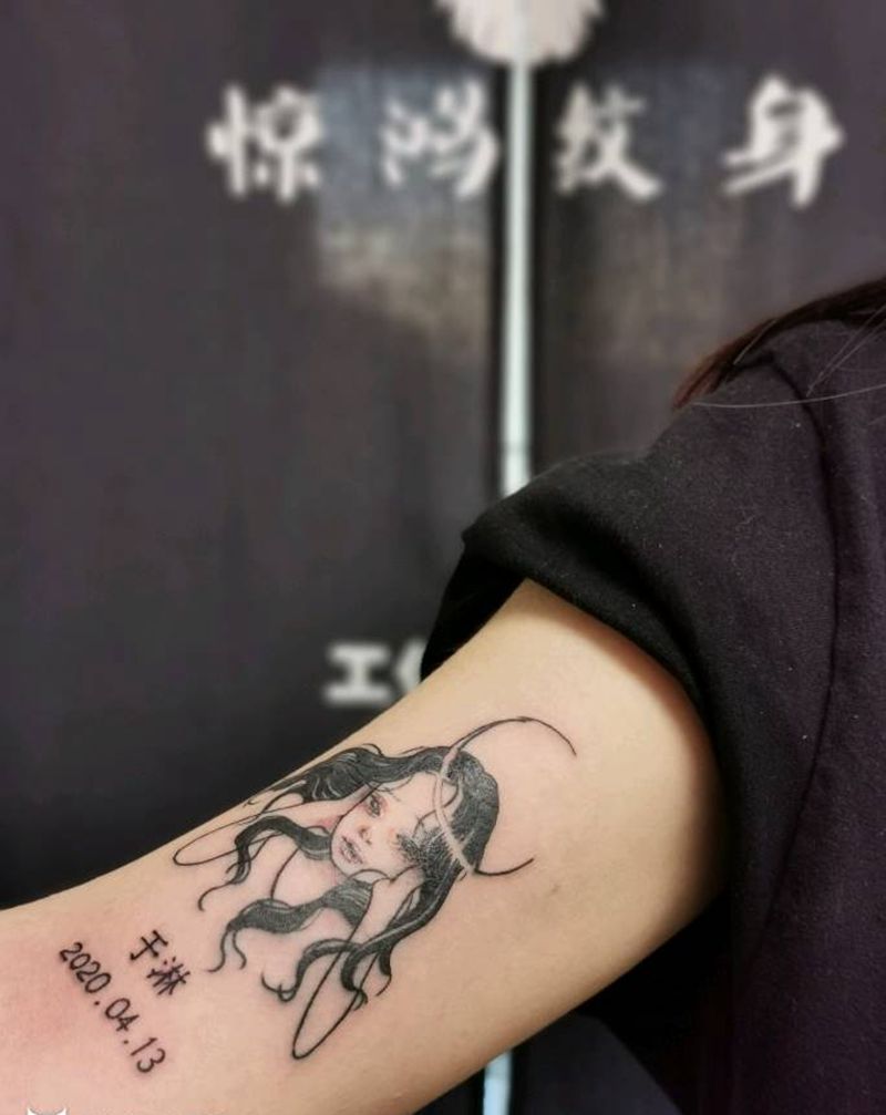 惊鸿纹身近期作品纹身图片_肩部手臂几何纹身图案