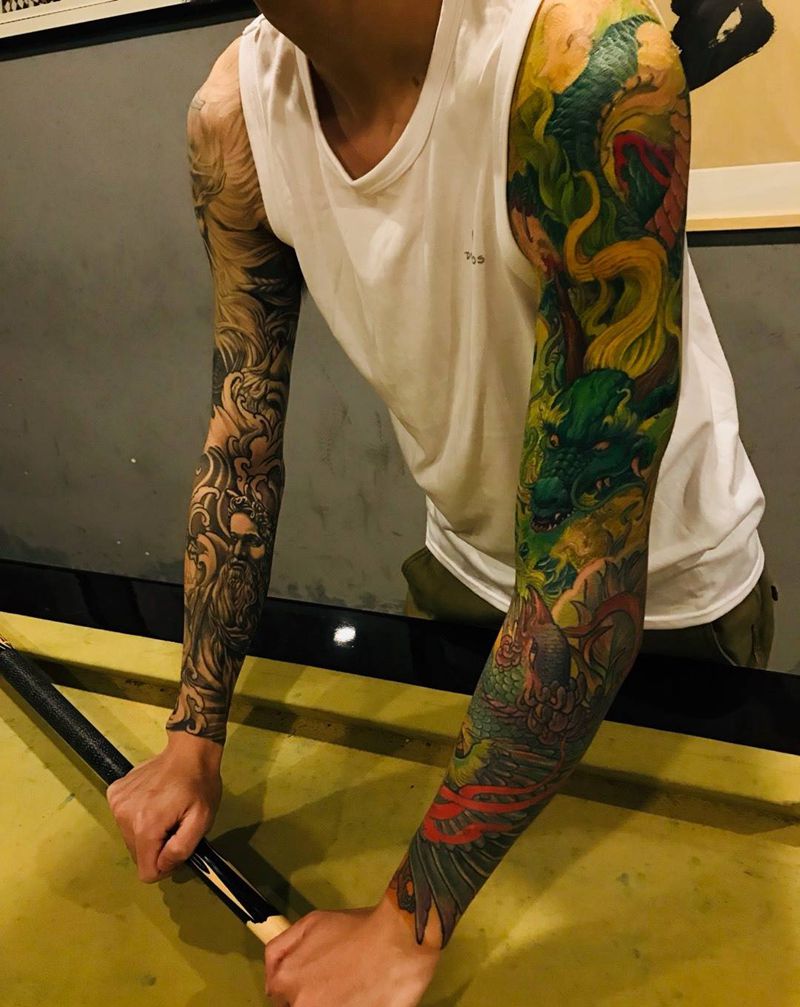 花臂纹身图片_肩部手臂腰部脚部清新背部臀部胸部腹部颈部纹身图案