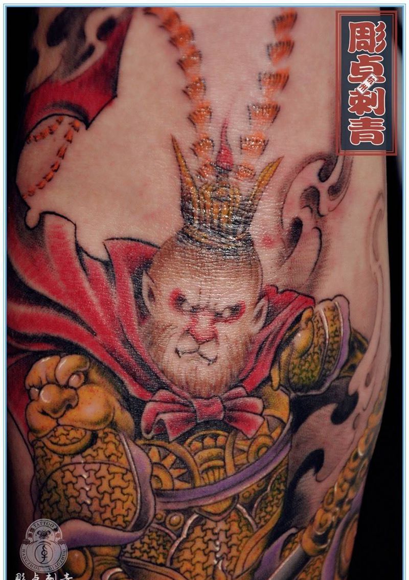 齐天大圣纹身图片_成品手臂传统鬼神齐天大圣悟空纹身图案