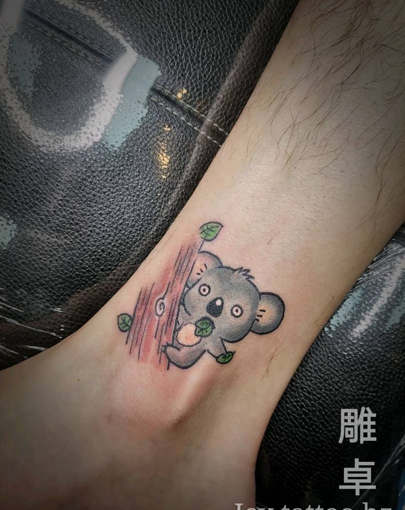 考拉纹身图片_腿部Old School考拉纹身图案