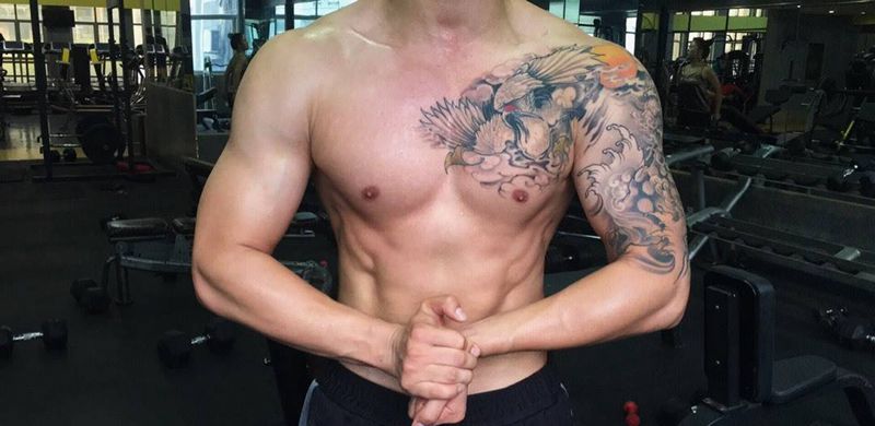 买家秀纹身图片_成品手臂胸部传统半甲纹身图案