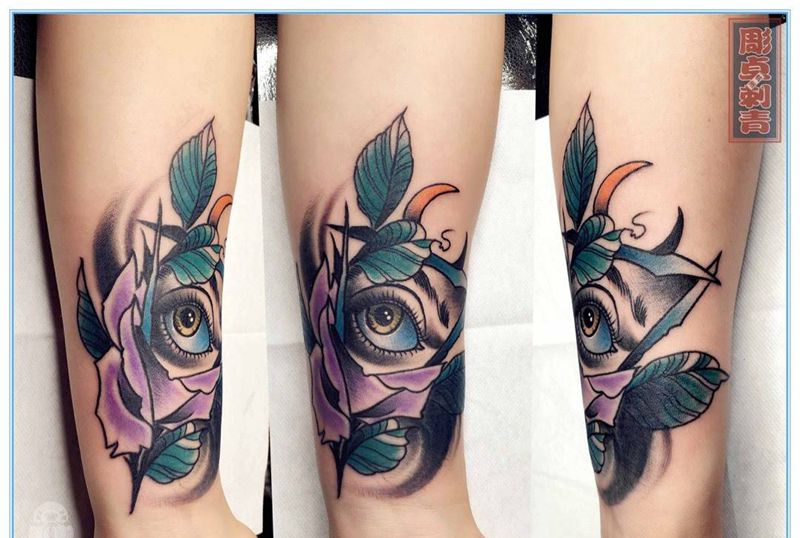 上帝之眼遮盖纹身图片_成品手臂欧美上帝之眼纹身图案