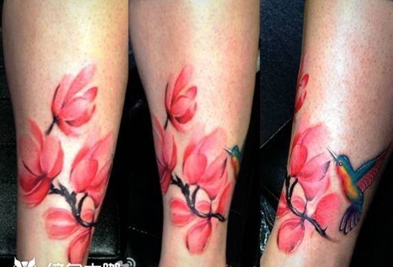 鸟语花香纹身图片