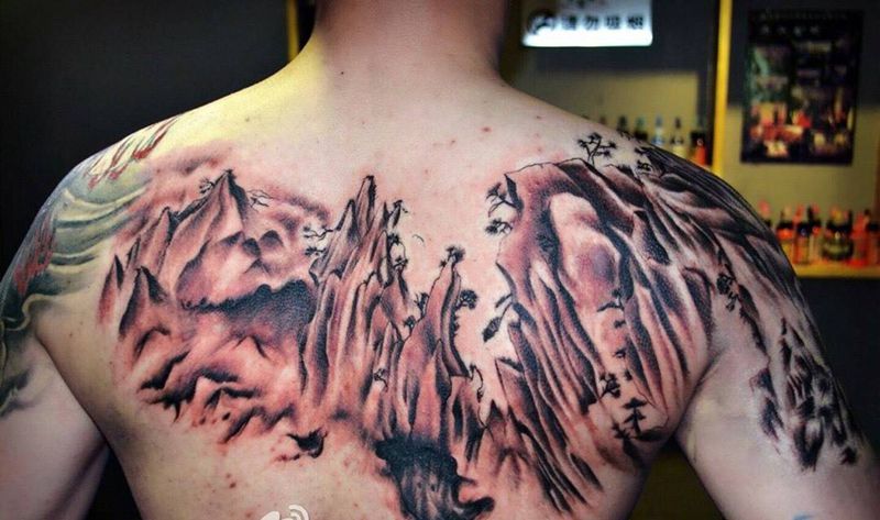 山水画纹身纹身图片