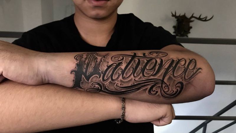 欧美花体字纹身图片_成品手臂欧美字符原创花体字纹身图案