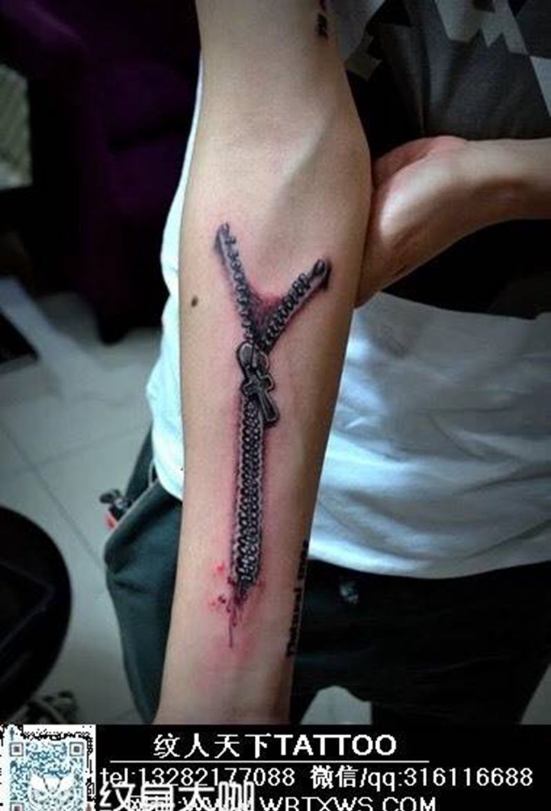 拉链纹身图片