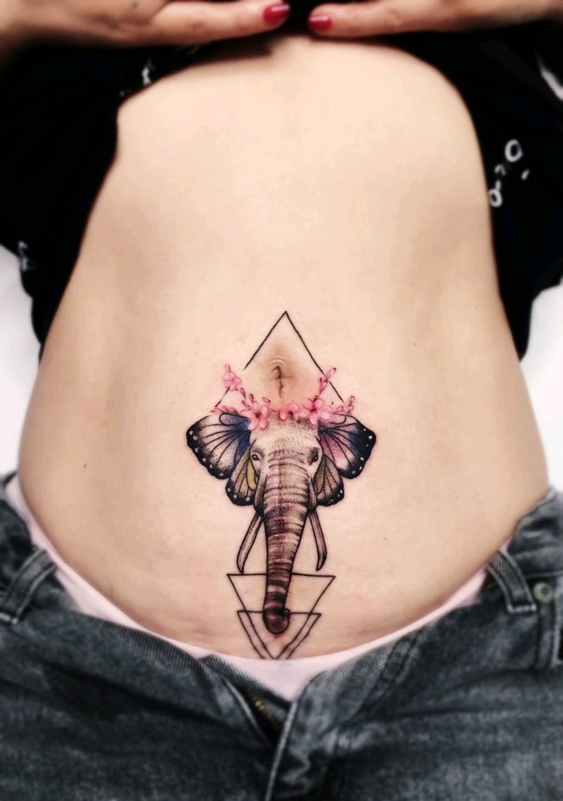 遮盖疤痕纹身纹身图片_腹部纹身图案