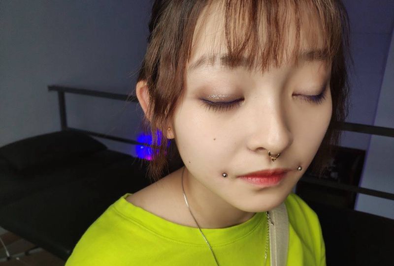 微笑唇钉纹身图片_成品原创穿孔纹身图案