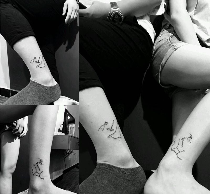 星座  情侣  锁骨纹身图片