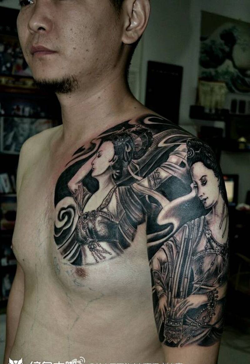 飞天半甲纹身纹身图片