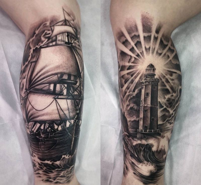 包小腿纹身纹身图片_腿部新传统纹身图案