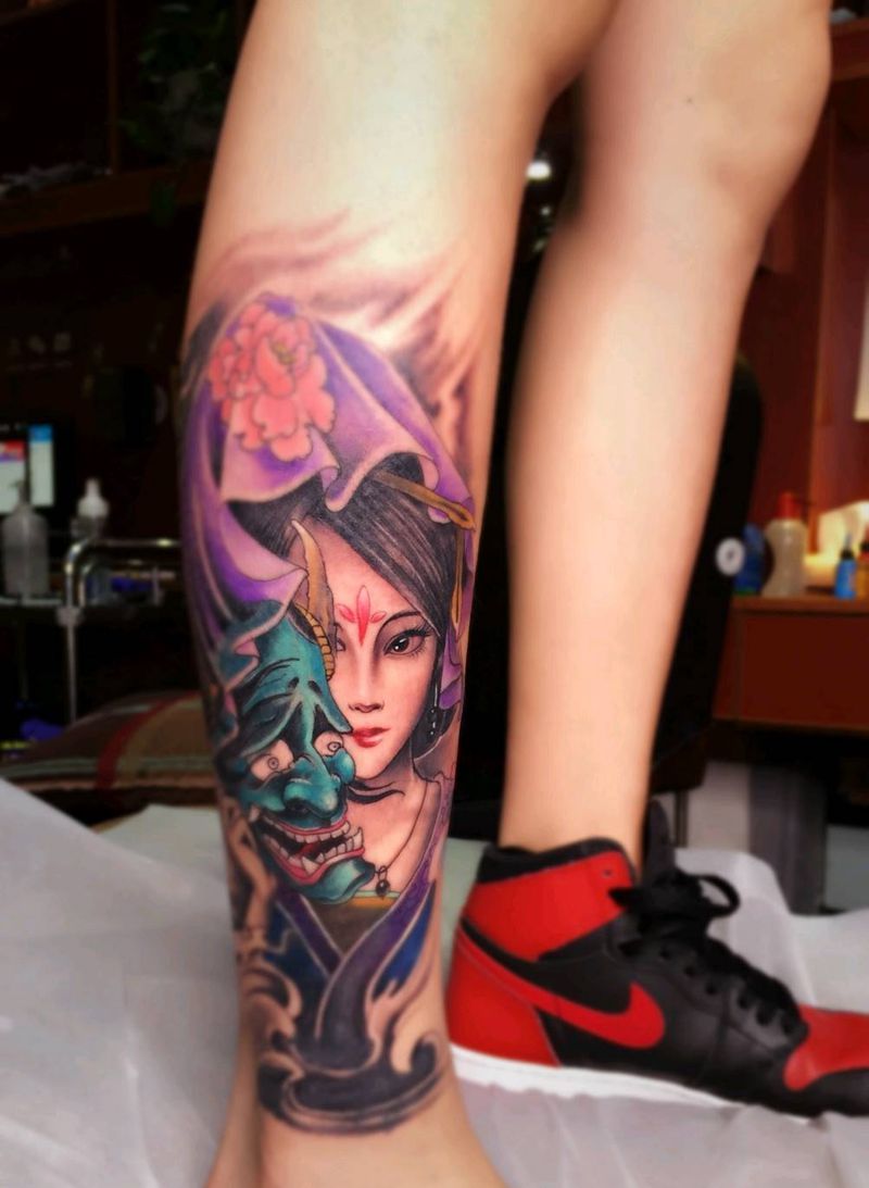 艺妓般若遮盖纹身纹身图片