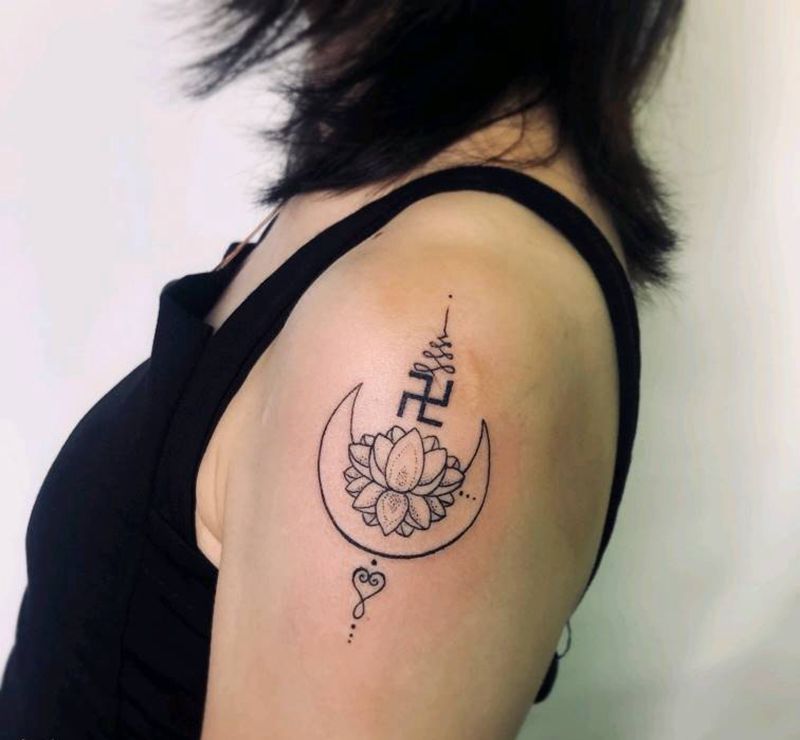 大臂纹身纹身图片_手臂点刺纹身图案