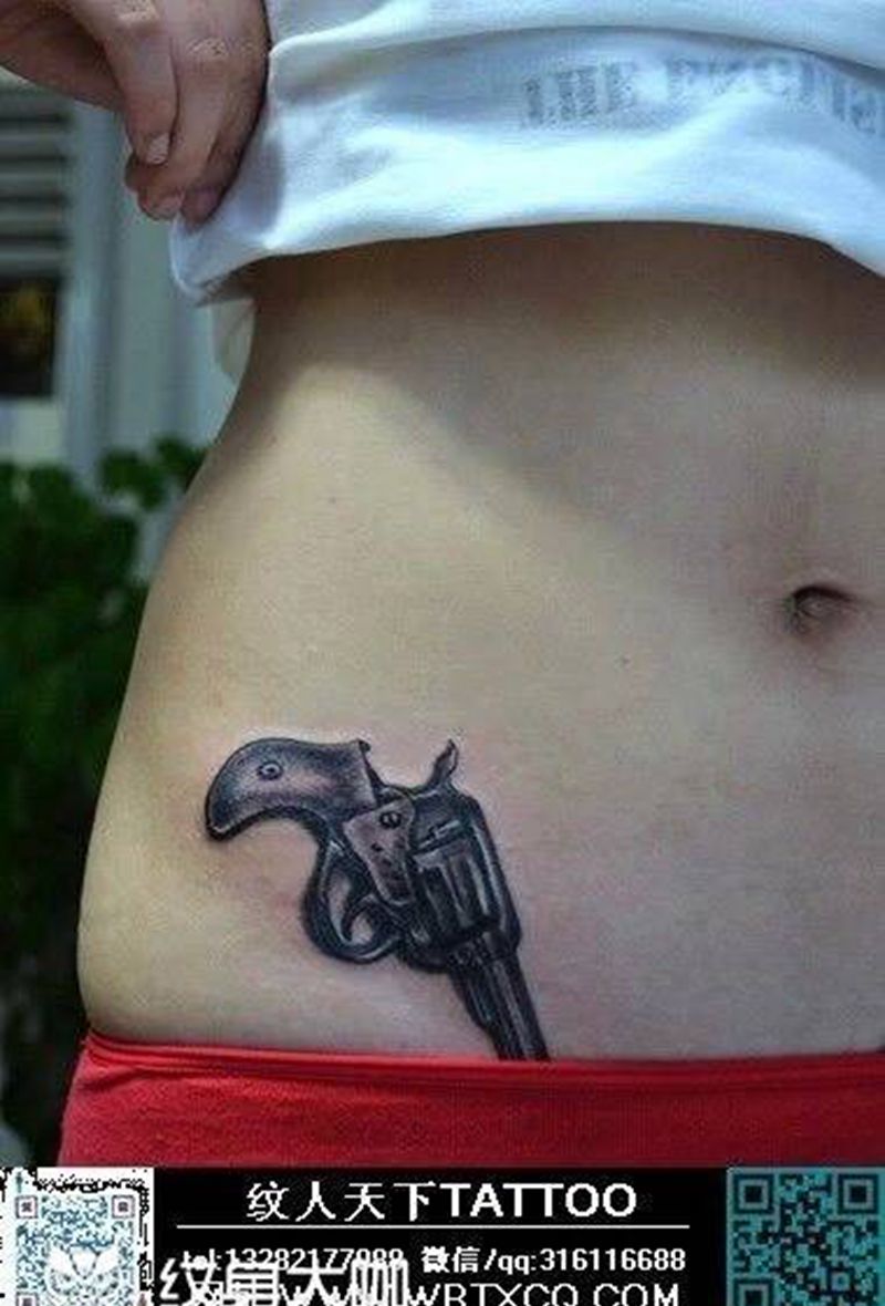 枪纹身图片