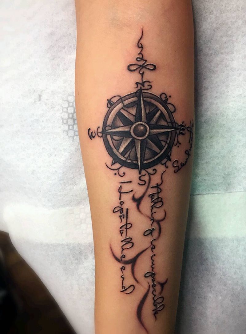 指南针纹身图片
