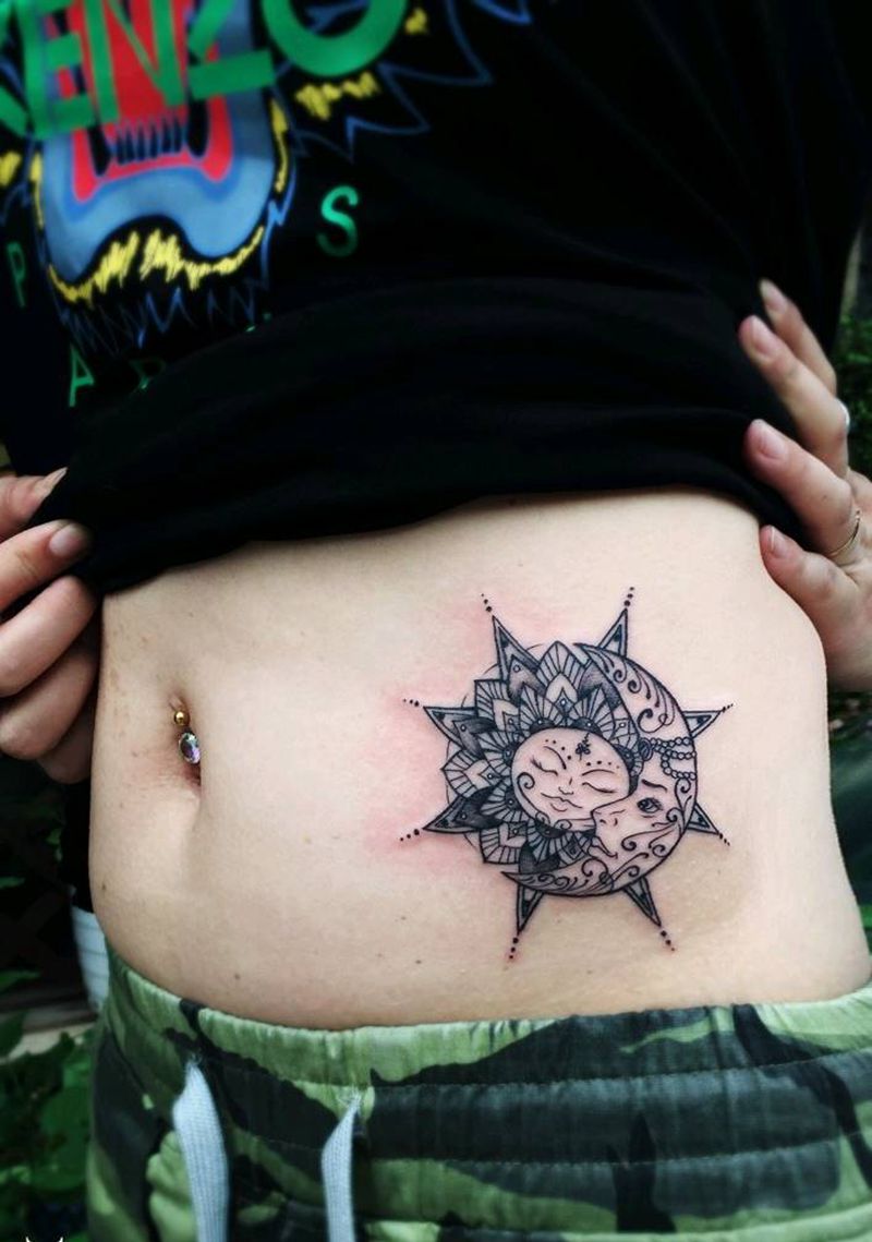 肚子纹身纹身图片_腹部肚子纹身图案
