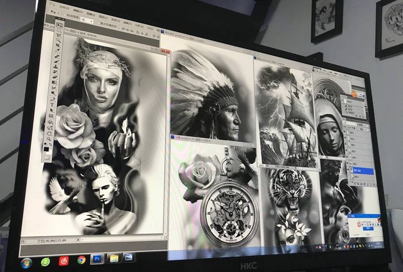 高逼格欧美花臂素材招模特纹身图片_成品手部手臂欧美肖像鬼神人物原创纹身图案