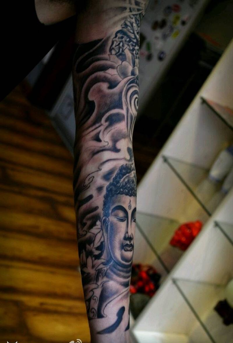 花臂纹身  二郎神纹身图片