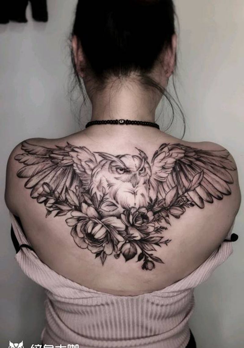 疤痕遮盖纹身   鹰纹身纹身图片_背部新传统纹身图案