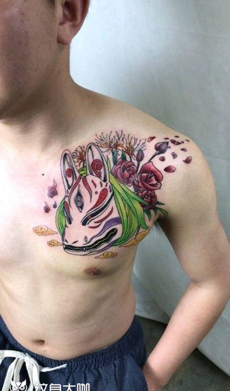 客人自己带的设计图纹身图片_胸部纹身图案