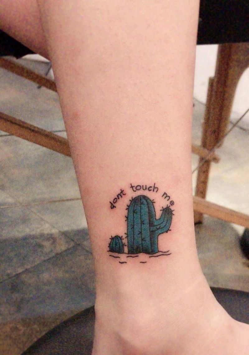 仙人掌纹身图片_腿部纹身图案