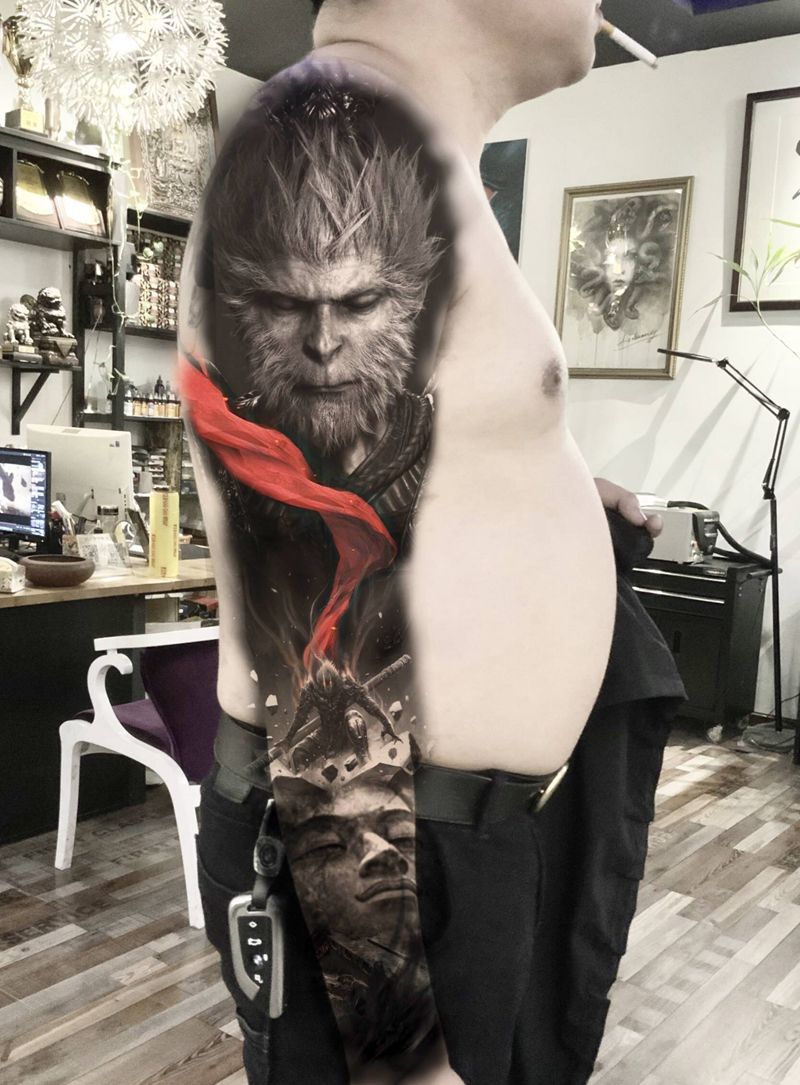 斗战胜佛纹身图片_手臂欧美写实纹身图案