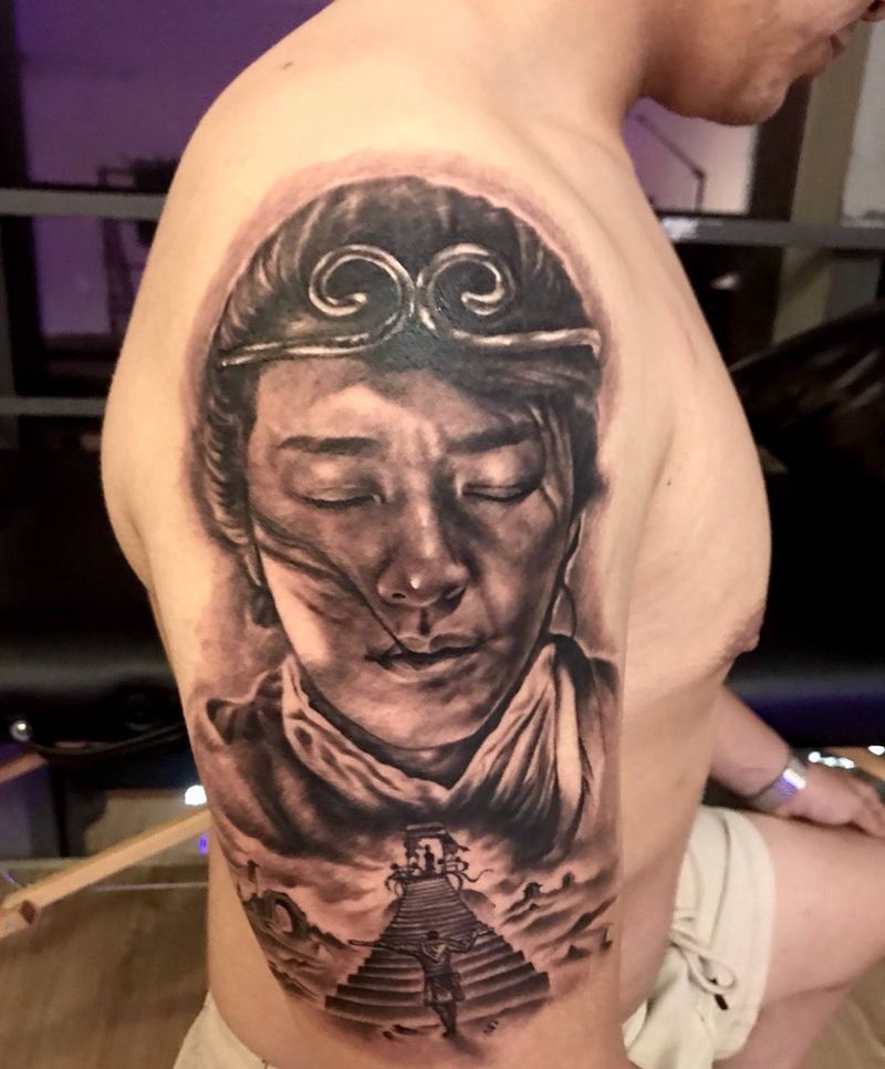 至尊宝纹身图片_成品手臂欧美写实鬼神宗教纹身图案