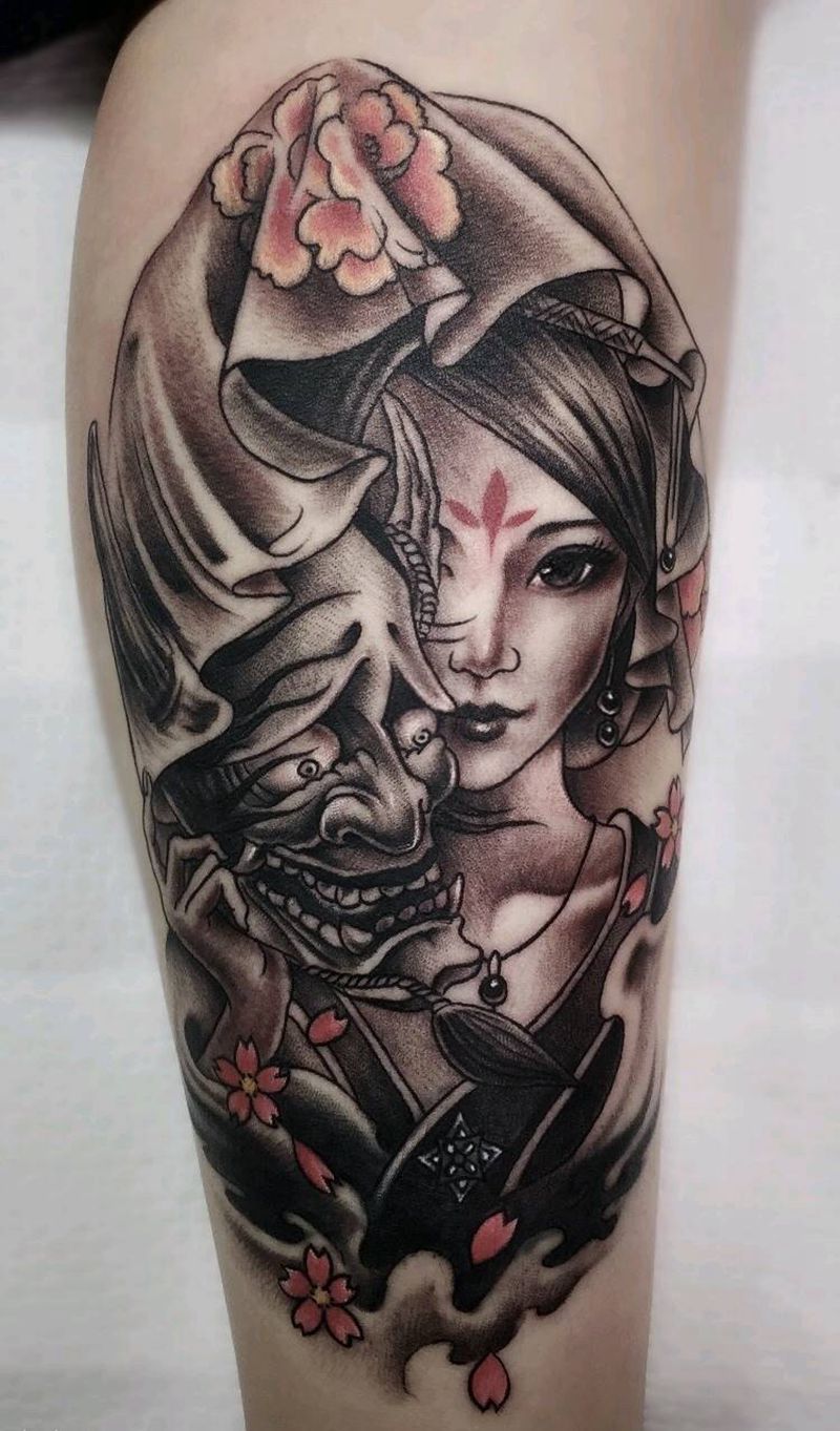 般若  艺妓纹身图片_老传统纹身图案