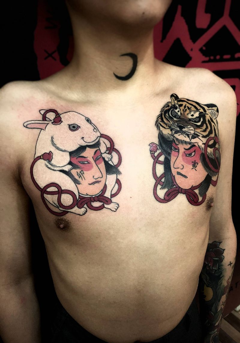 对称纹身图片_老传统纹身图案