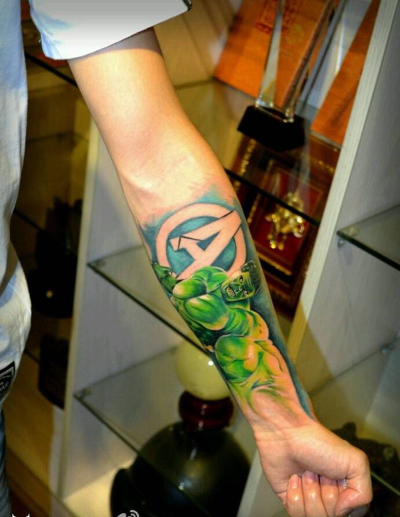 绿巨人   小臂纹身纹身图片