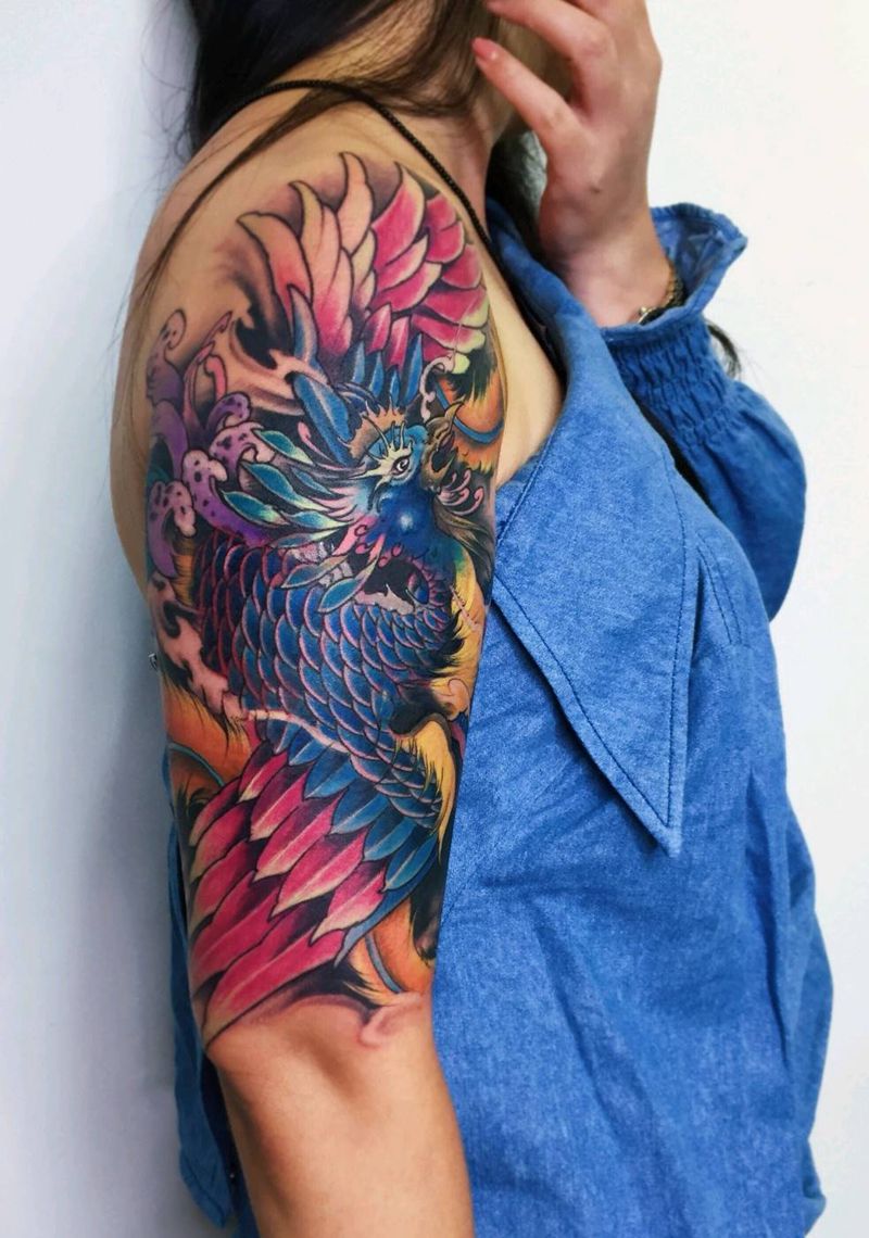 凤凰遮盖纹身纹身图片