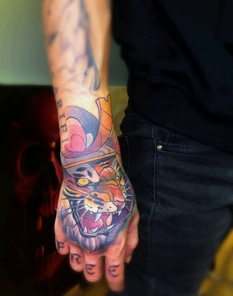 手面纹身   老虎纹身图片