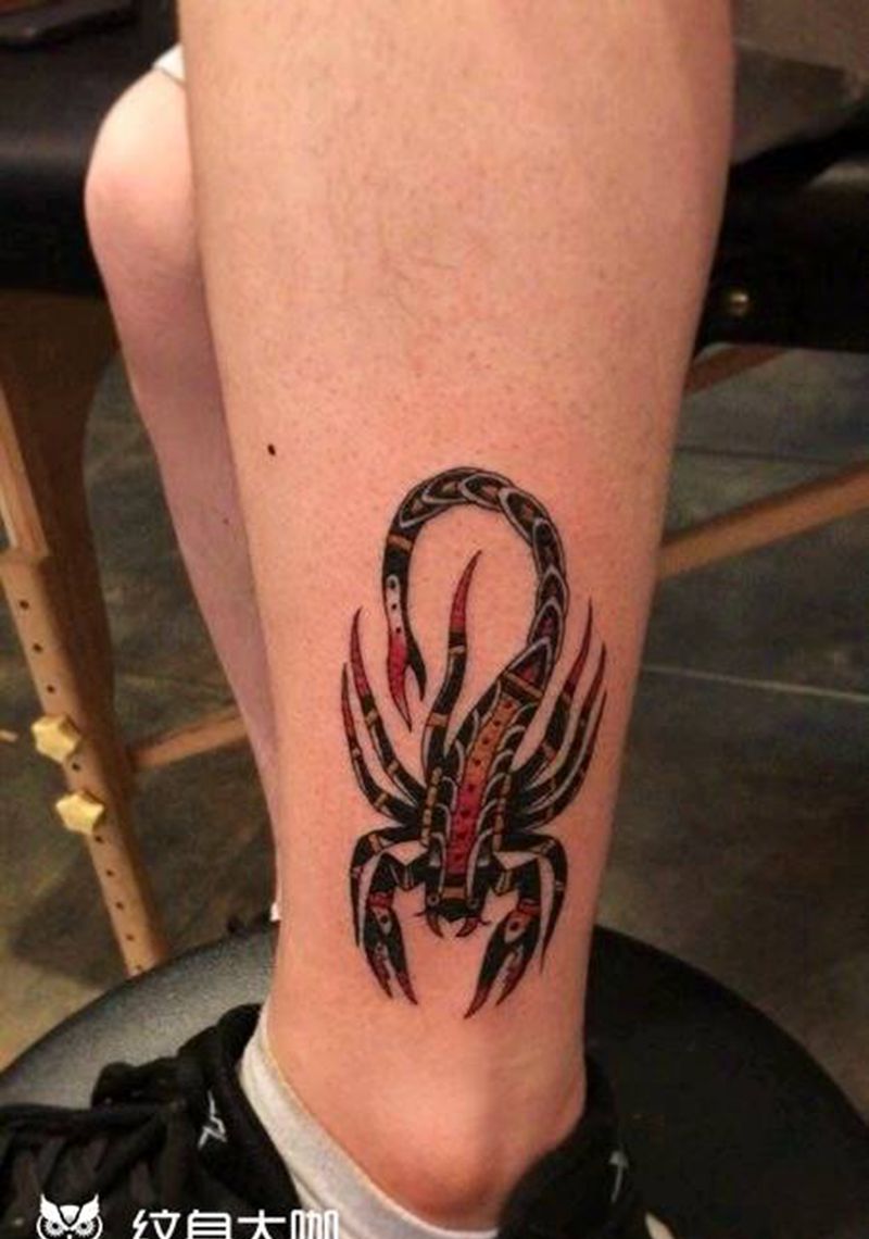蝎子纹身纹身图片_腿部纹身图案