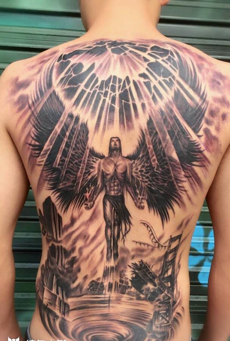 满背纹身 天使纹身纹身图片