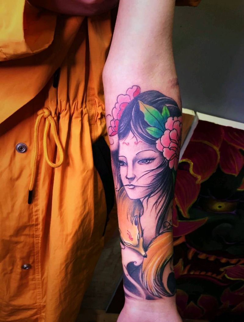 小臂艺妓纹身纹身图片