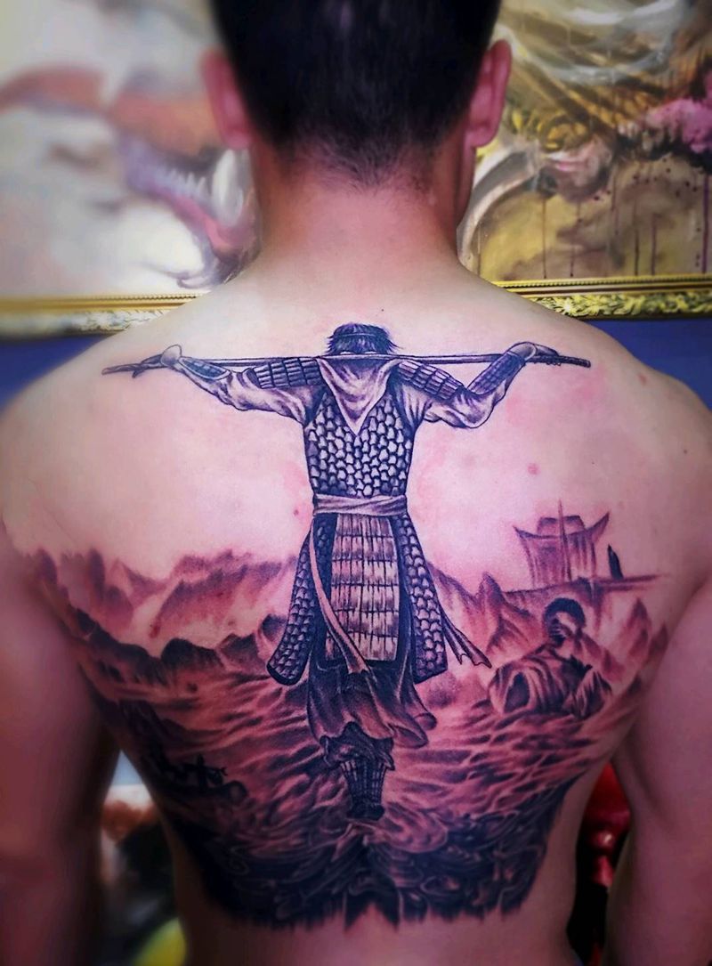 一生所爱纹身图片_背部新传统纹身图案