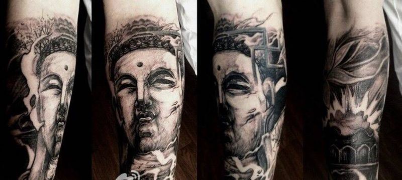 佛 包小臂纹身图片