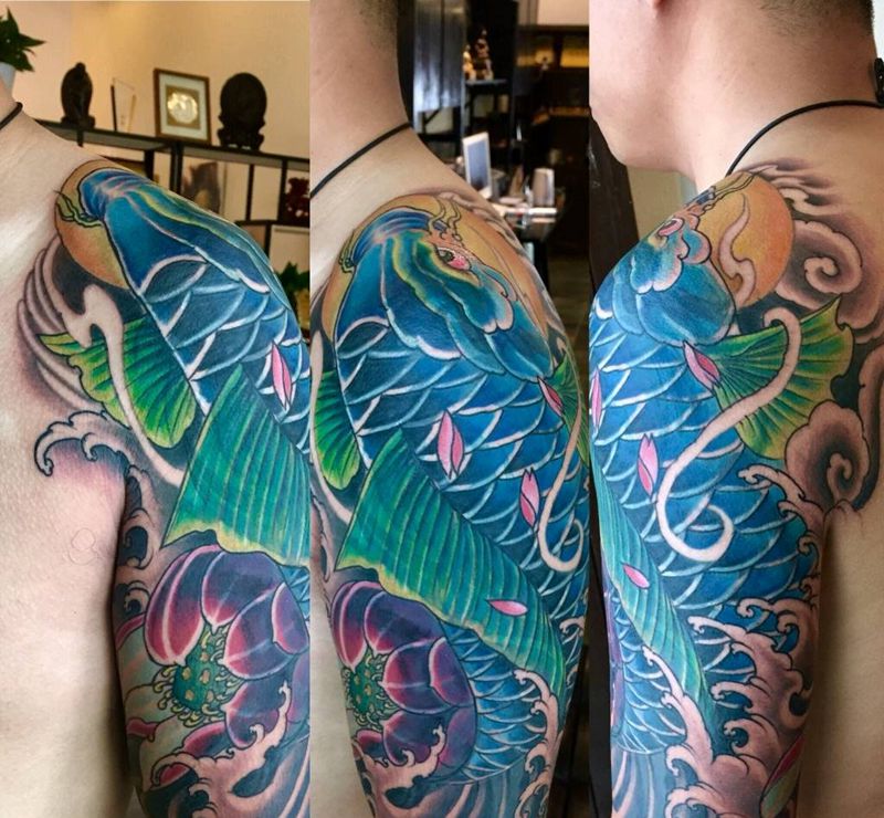 鲤鱼遮盖纹身纹身图片