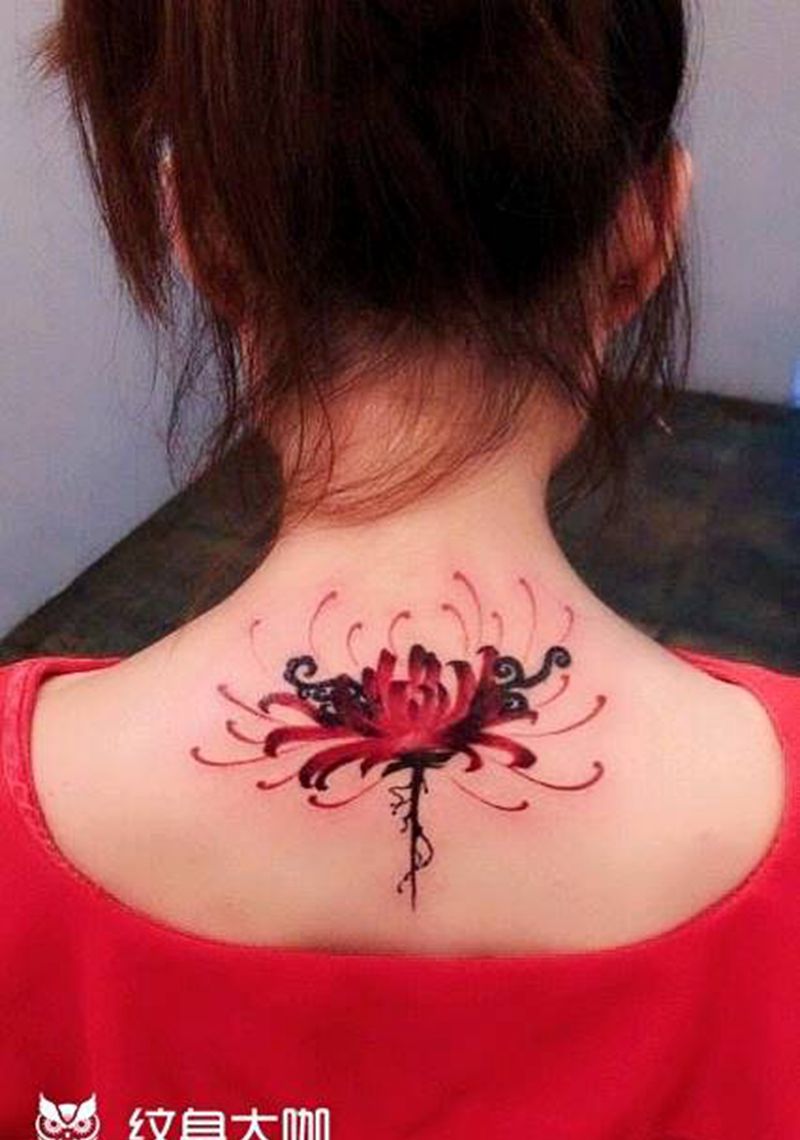 彼岸花纹身纹身图片_背部纹身图案
