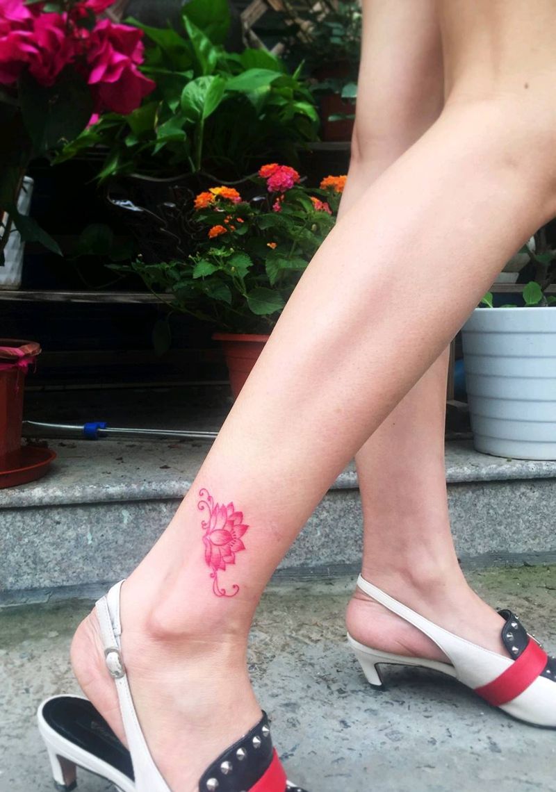 脚踝纹身纹身图片_脚部新传统纹身图案