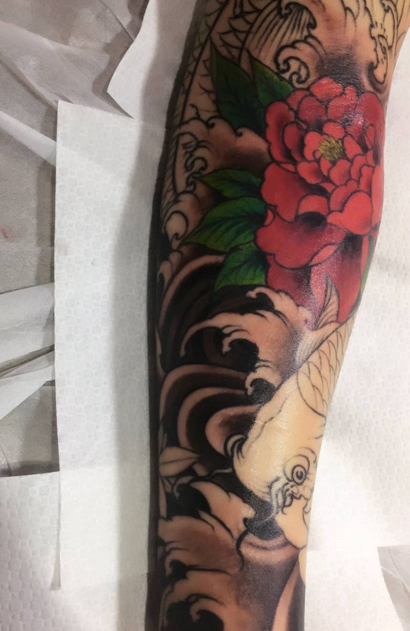 花 鲤鱼纹身图片