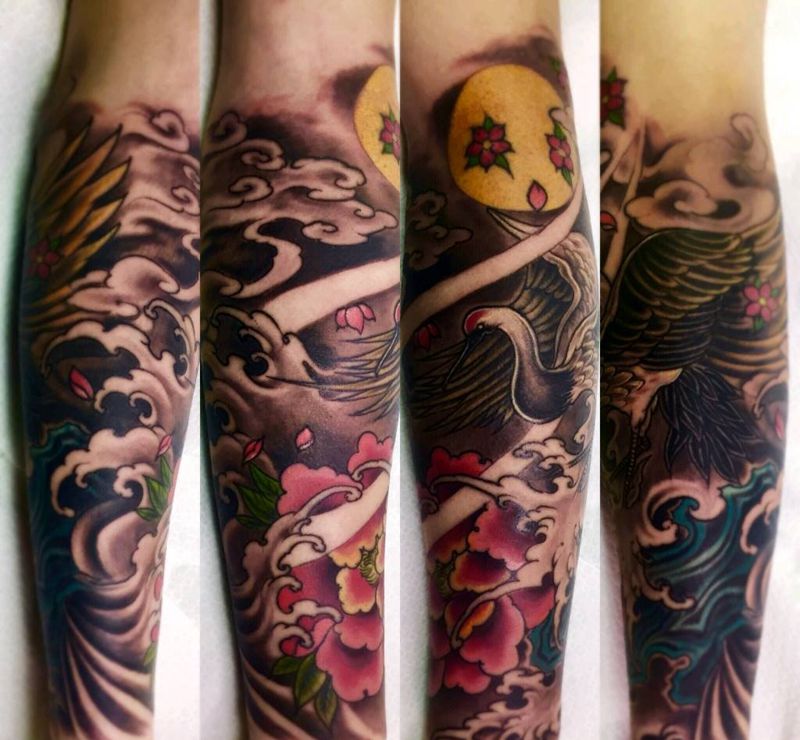 鹤   包小臂纹身纹身图片