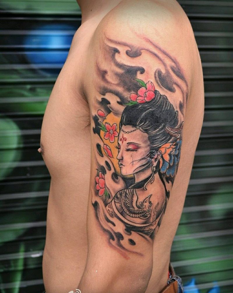 大臂纹身   艺妓纹身纹身图片