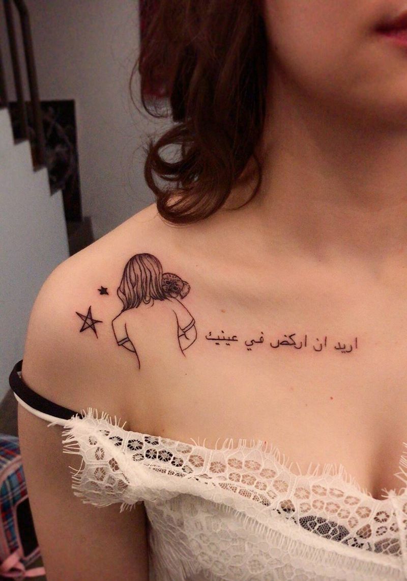 美女纹身纹身图片_锁骨纹身图案